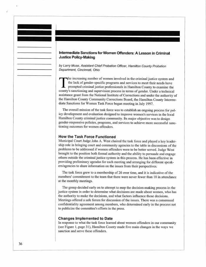 Intermediate Sanctions for Women Offenders